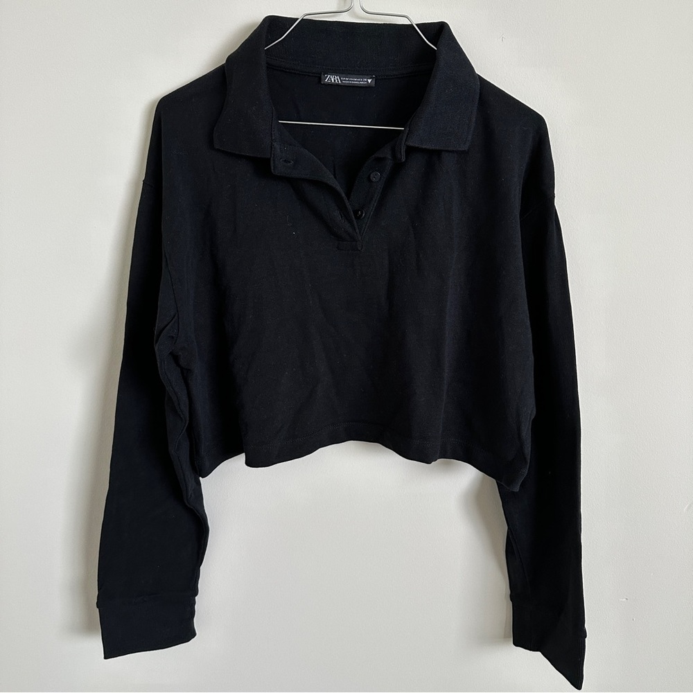 Zara cropped long sleeves polo shirt